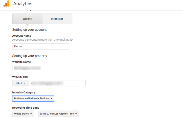 signup for Google Analytics