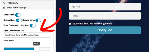 Enable the optin confirmation checkbox