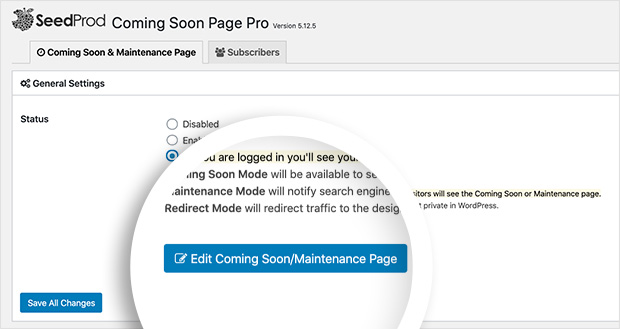 Edit maintenance page