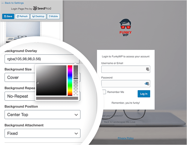 Add an overlay for your login page background