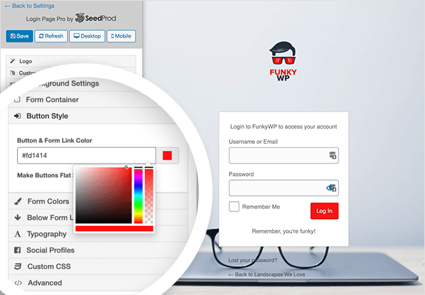 Customize the WordPress login page with different button styles
