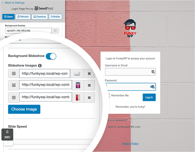 Add a slideshow or video background to your custom login page