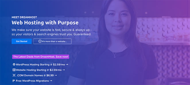 DreamHost reliable WordPress hosting provider
