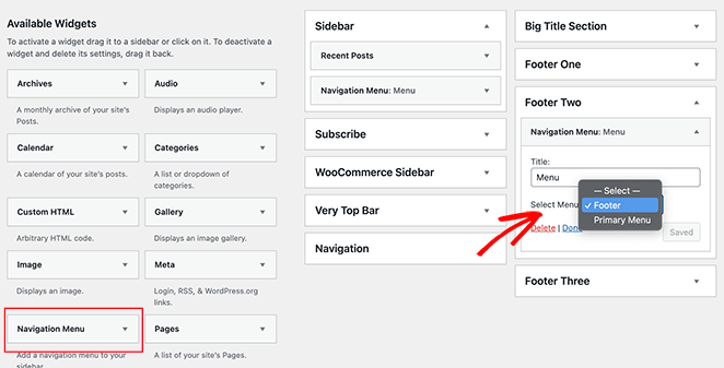 Add your navigation menu to your WordPress footer