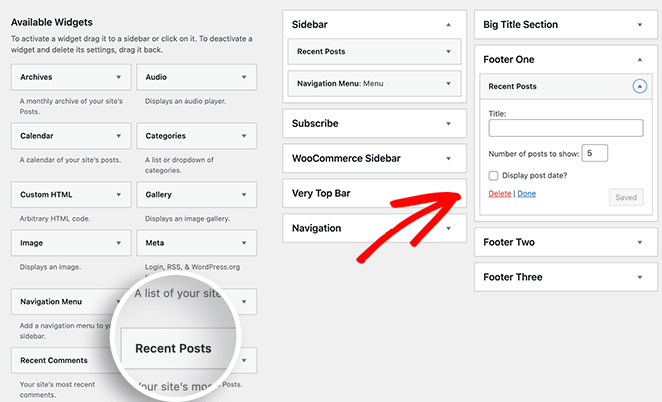 add a widget to your WordPress footer area