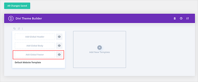 Choose divi's add global footer option
