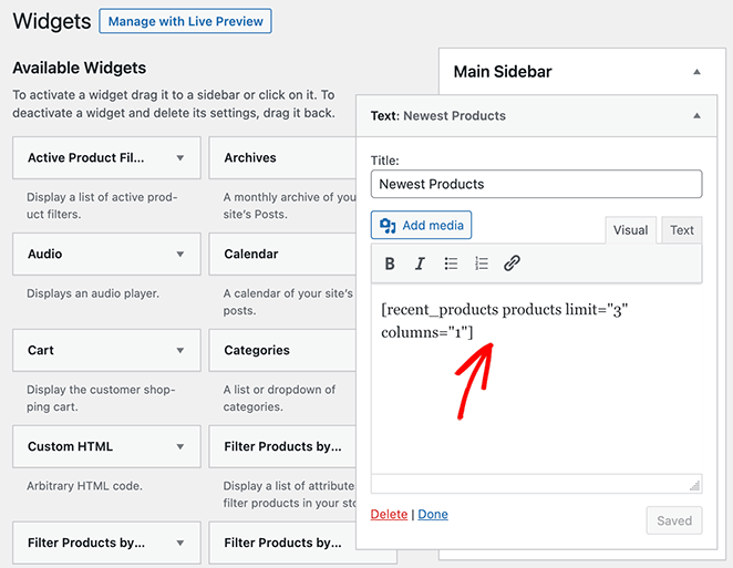 WooCommerce new products widget shortcode