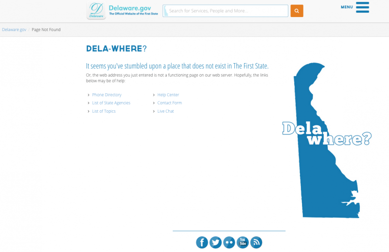 Dela-where 404 Screenshot
