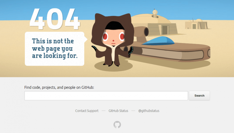 Github Search Box 404 Page Screenshot
