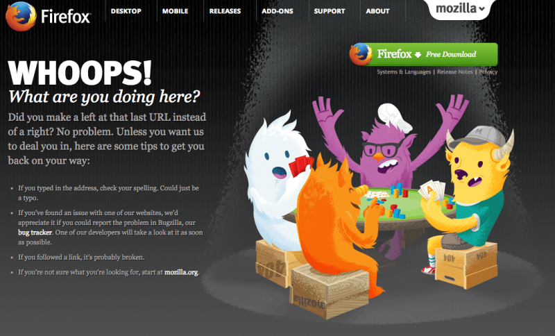 Mozilla 404 Page Screenshot