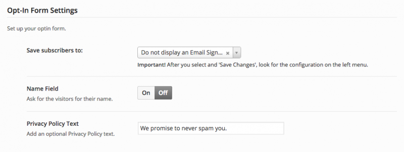 Opt-In Settings Screenshot