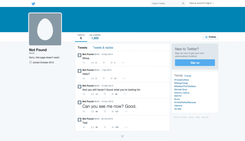 Twitter 404 Screenshot