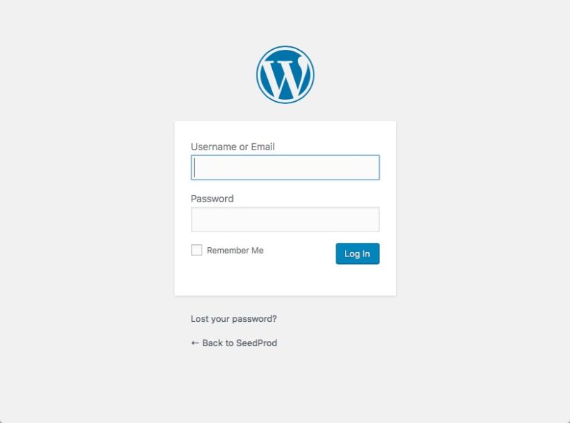 The Default WordPress Login Page
