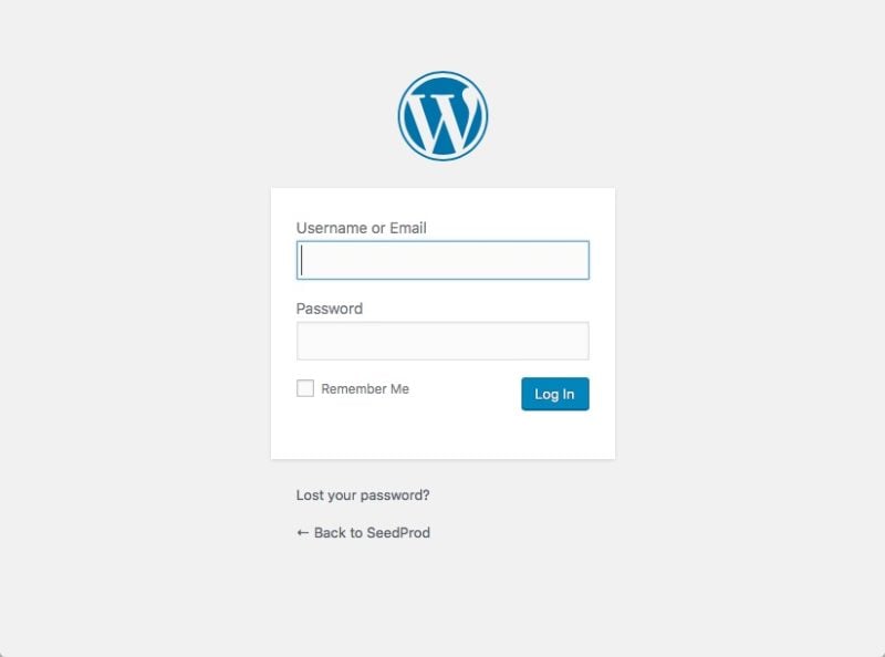 The Default WordPress Login Page