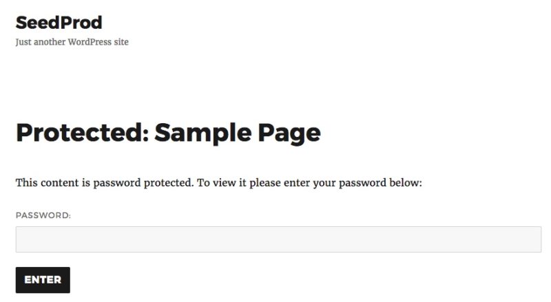 Password Protected Page WordPress Example