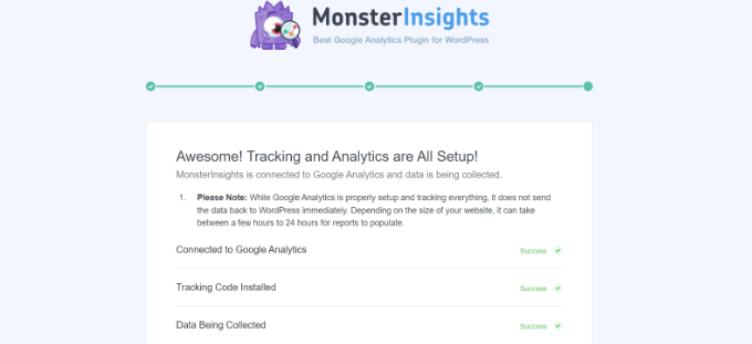 Google analytics tracking is setup
