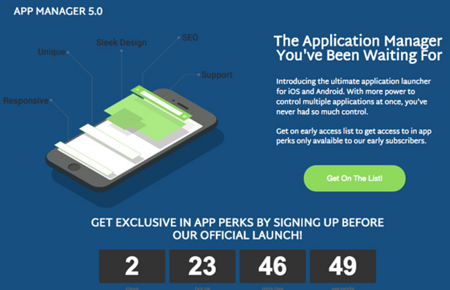 App Manager 5.0 coming soon page example