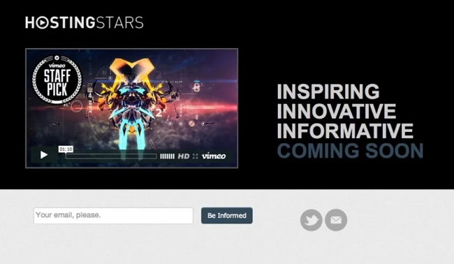 Exemple de page "coming soon" de Hosting Stars