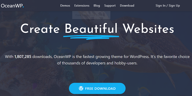 Ocean wp responsive WordPress theme examples