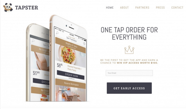 Tapster coming soon page example