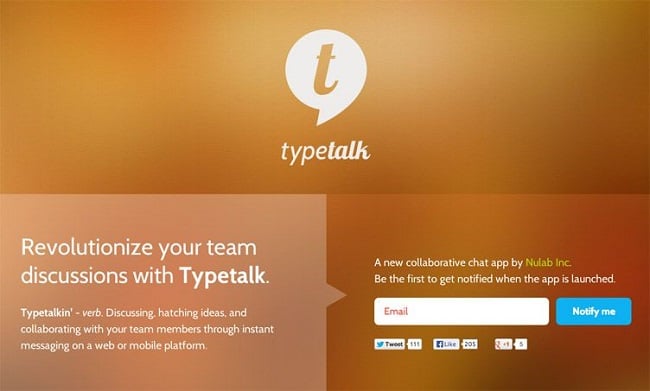 Typetalk coming soon page example