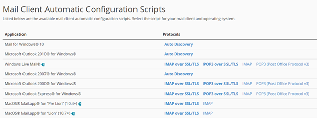 Automatic configuration scripts for your business email address