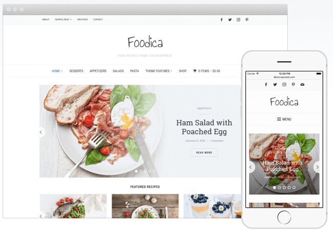 Foodica WordPress theme for business