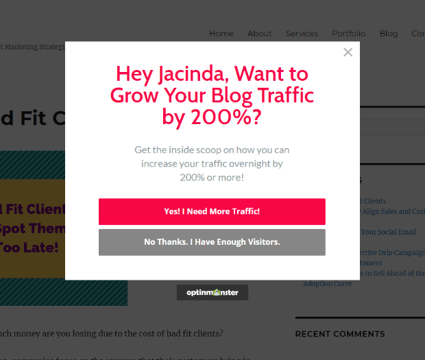 Add exit intent popups to your site to drive email signups