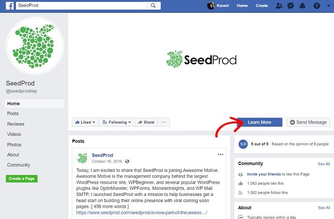 Add a call to action button your facebook page to push people to join your list