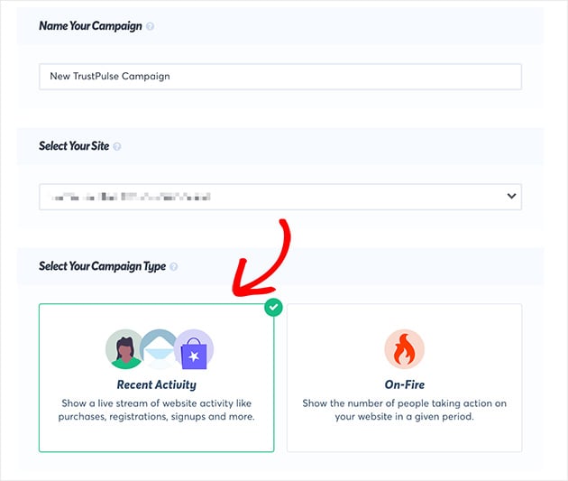 An Overview of creating a new campaign. Name your campaign, select your site and choose your campaign type