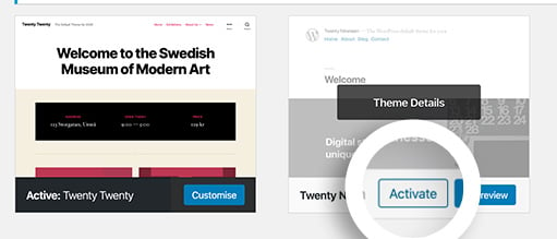 Activate your new theme in WordPress