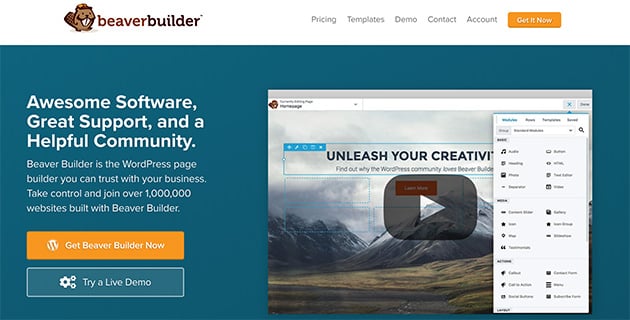 Beaver Builder free one-page website builder WordPress