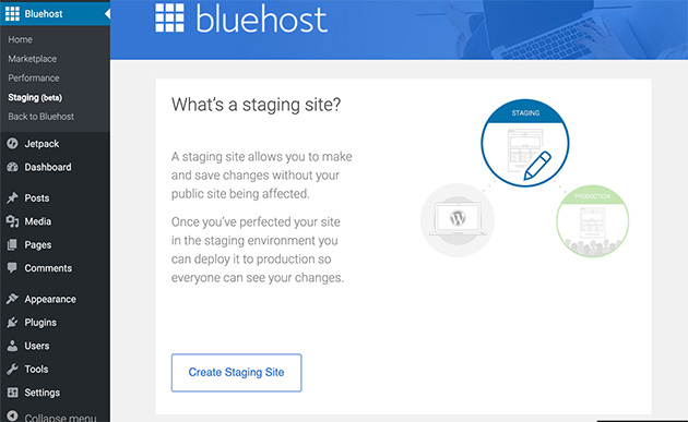 create a staging site using bluehost to test your WordPress theme