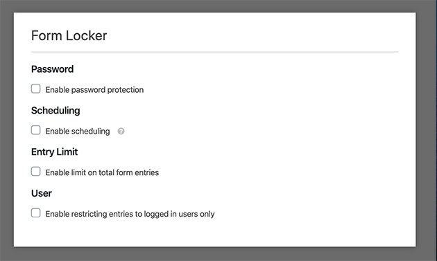 Form locker addon protection options