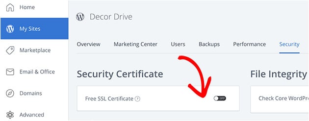 BlueHost free SSL certificate activation