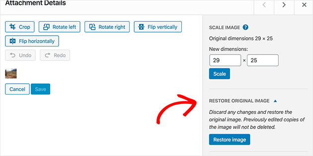 Learn how to restore the original image in WordPress