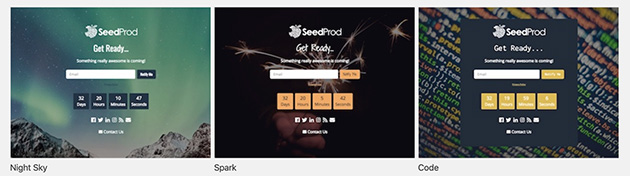 SeedProd have a range of pre-build templates for your coming soon page.