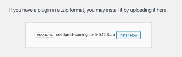 Upload SeedProd coming soon pro to WordPress