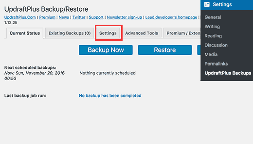 Crearte a website backup