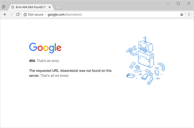 Google 404 error page