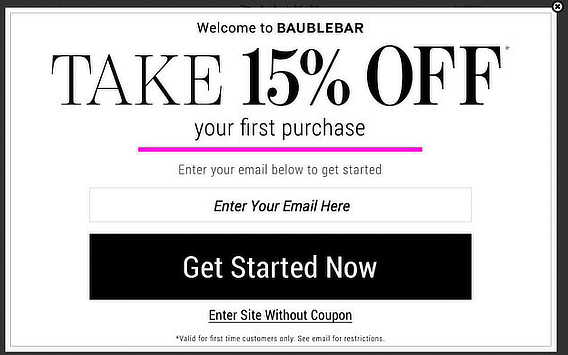 Money off coupon exit-intent popup