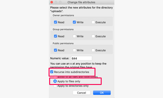 change file permissions in ftp
