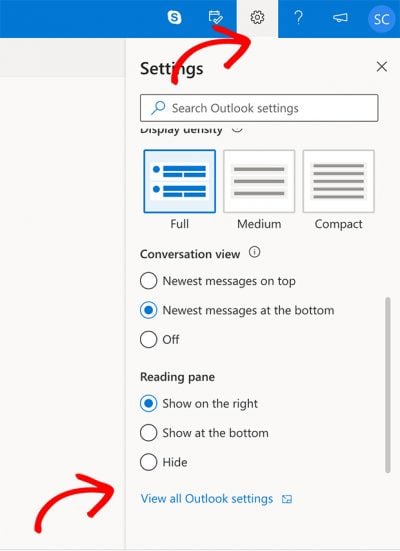 View advanced options