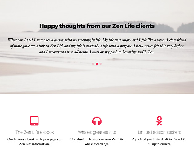 A published landing page using beaver builder