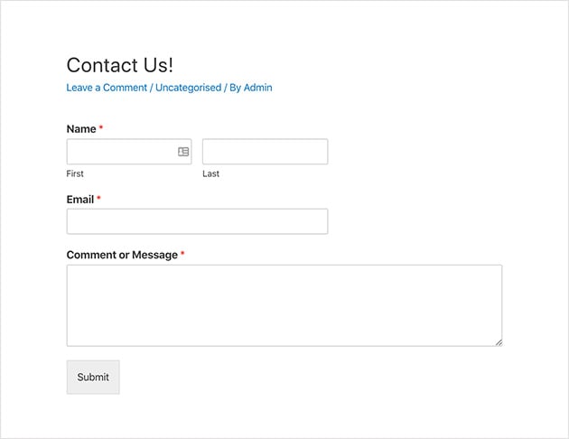 Example of how to add contact form in WordPress