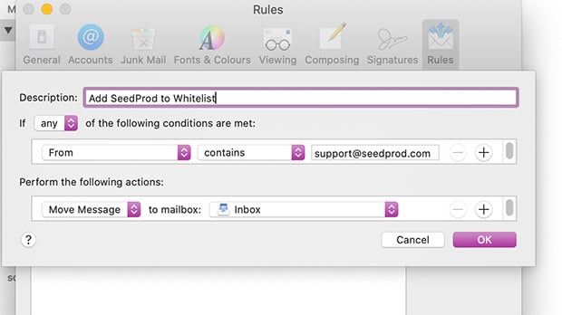 Add seedprod to your email whitelist