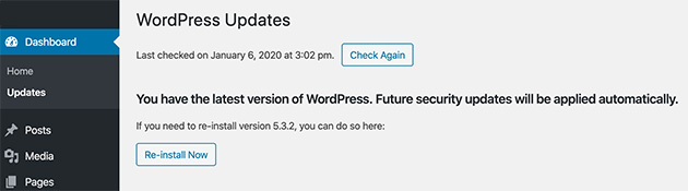 Updating WordPress