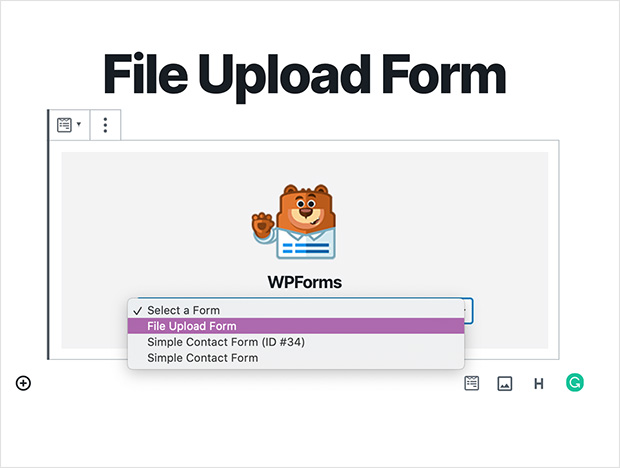 Select your file upload form from the drop down box
