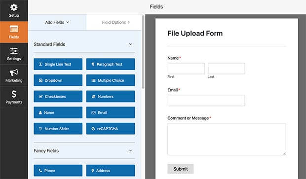 form builder for file upload wordpress form