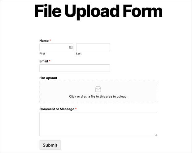 New WordPress form with file upload